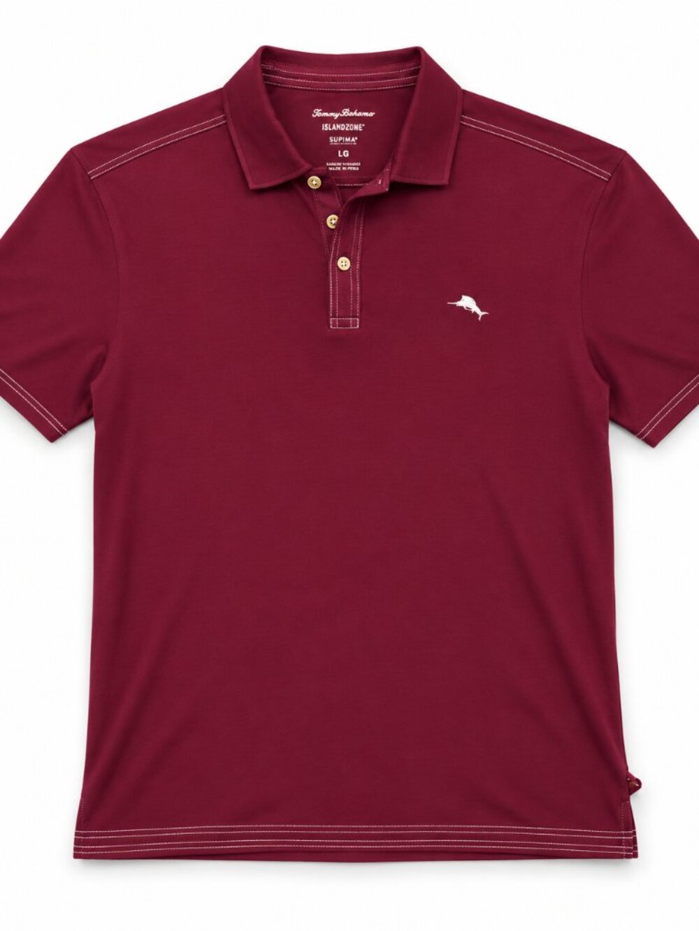 Tommy Bahama IslandZone Polo Shirt Mens Large Burgundy Performance Golf Casual
